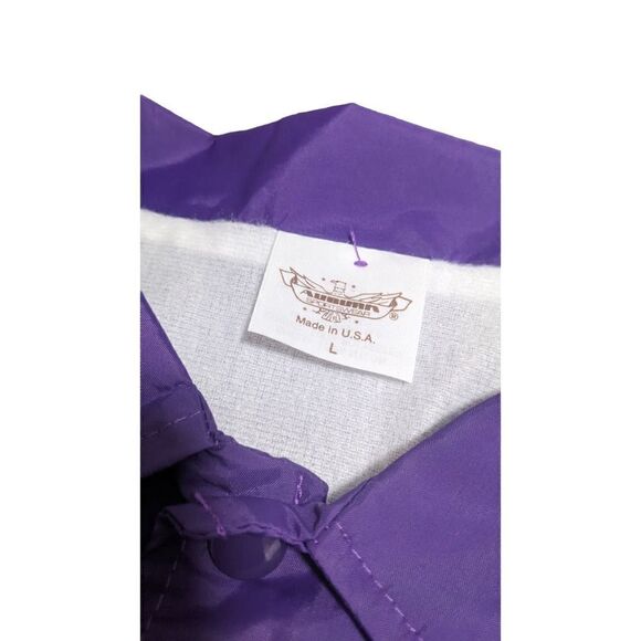 Auburn Large Purple Snap Up Windbreaker Breakaway Lined Track Jacket Vintage 80s - Picture 2 of 5
